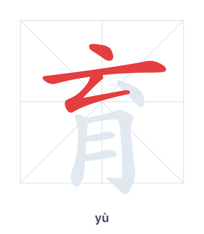 Stroke order practice for 育 - yù