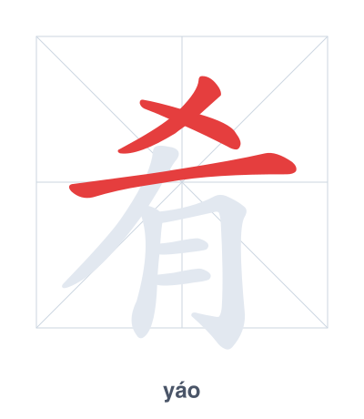 Stroke order practice for 肴 - yáo