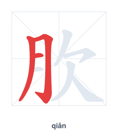 Stroke order practice for 肷 - qiǎn