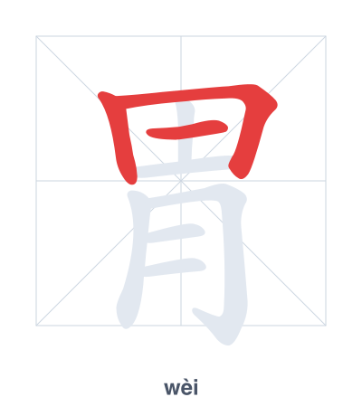 Stroke order practice for 胃 - wèi