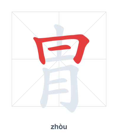 Stroke order practice for 胄 - zhòu
