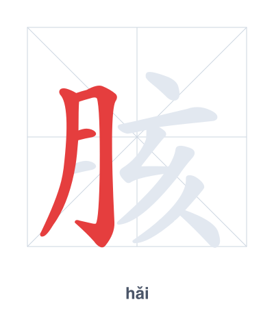 Stroke order practice for 胲 - hǎi