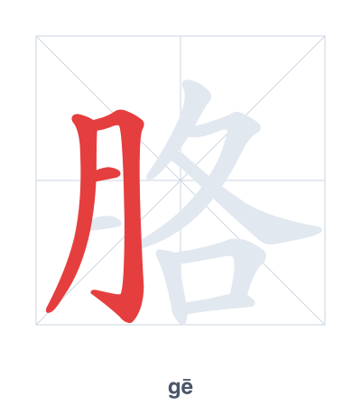 Stroke order practice for 胳 - gē