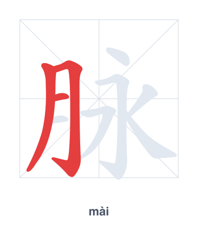 Stroke order practice for 脉 - mài