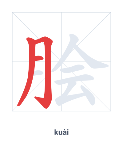 Stroke order practice for 脍 - kuài