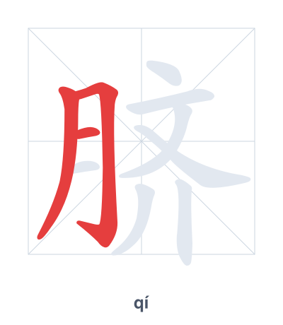 Stroke order practice for 脐 - qí
