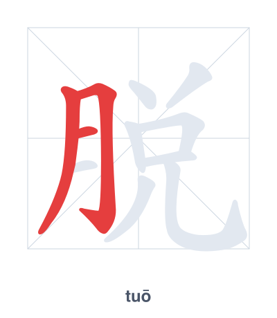 Stroke order practice for 脱 - tuō