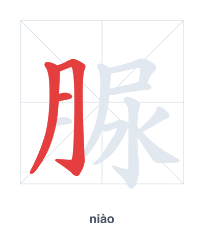Stroke order practice for 脲 - niào