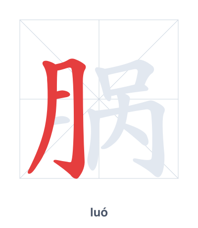Stroke order practice for 脶 - luó