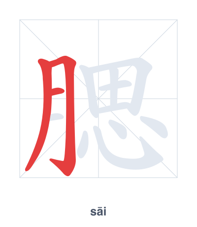 Stroke order practice for 腮 - sāi
