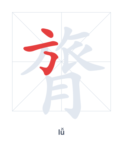 Stroke order practice for 膂 - lǚ