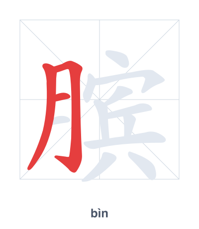 Stroke order practice for 膑 - bìn
