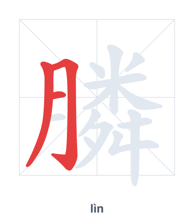 Stroke order practice for 膦 - lìn