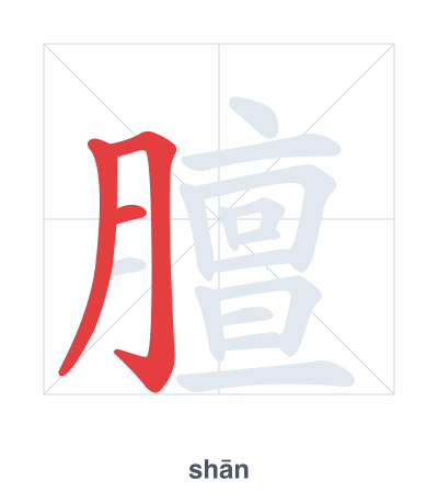 Stroke order practice for 膻 - shān