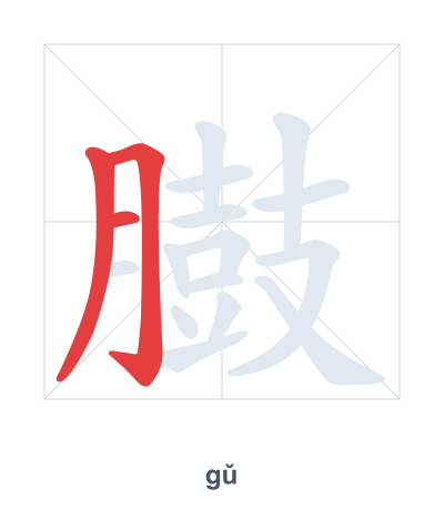 Stroke order practice for 臌 - gǔ