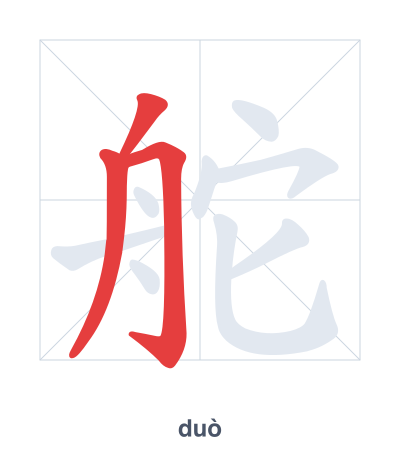 Stroke order practice for 舵 - duò