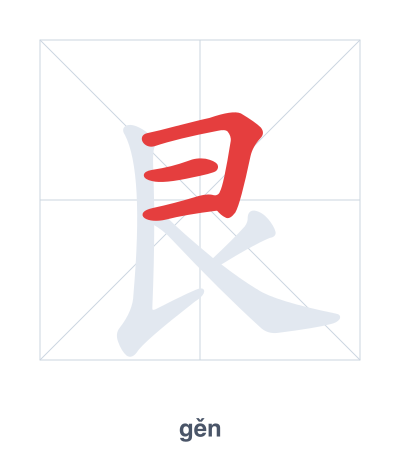 Stroke order practice for 艮 - gěn