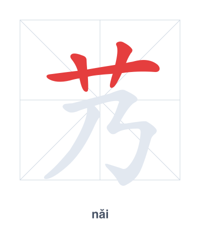 Stroke order practice for 艿 - nǎi
