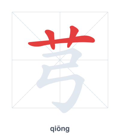 Stroke order practice for 芎 - qiōng