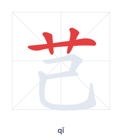 Stroke order practice for 芑 - qǐ