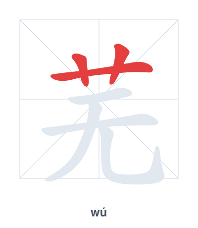 Stroke order practice for 芜 - wú
