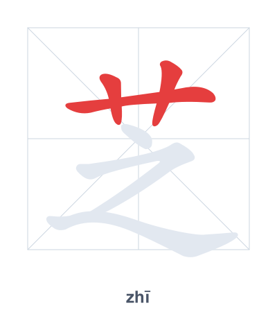 Stroke order practice for 芝 - zhī