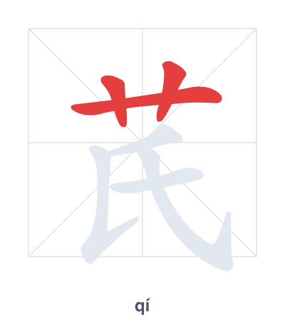 Stroke order practice for 芪 - qí