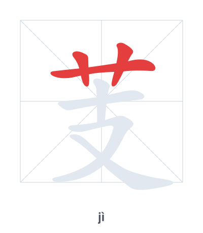 Stroke order practice for 芰 - jì