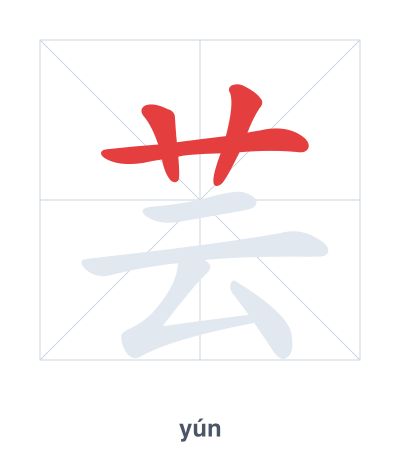 Stroke order practice for 芸 - yún