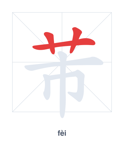 Stroke order practice for 芾 - fèi