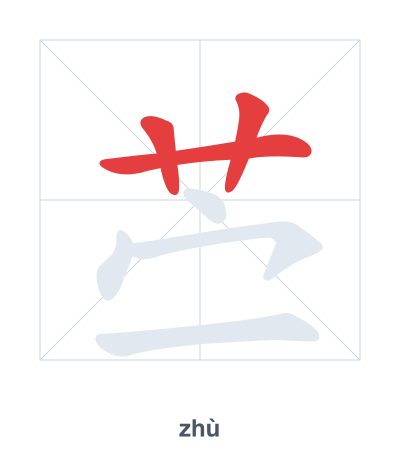 Stroke order practice for 苎 - zhù