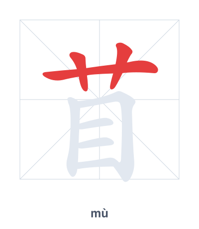 Stroke order practice for 苜 - mù