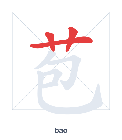 Stroke order practice for 苞 - bāo