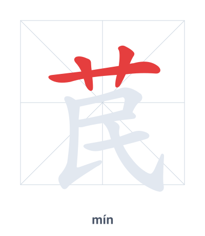 Stroke order practice for 苠 - mín