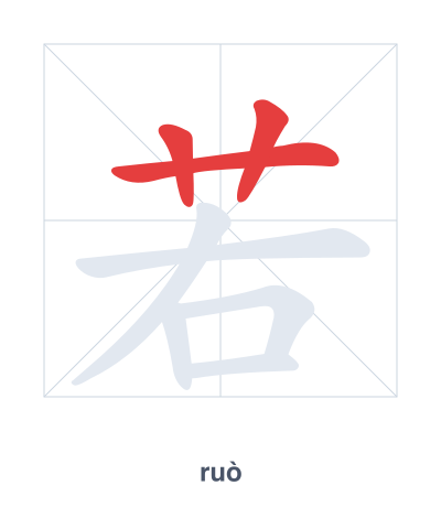 Stroke order practice for 若 - ruò