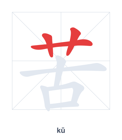 Stroke order practice for 苦 - kǔ