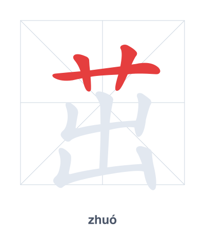Stroke order practice for 茁 - zhuó