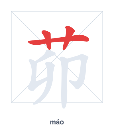Stroke order practice for 茆 - máo