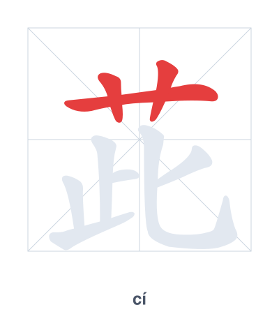Stroke order practice for 茈 - cí