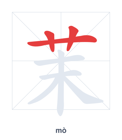 Stroke order practice for 茉 - mò