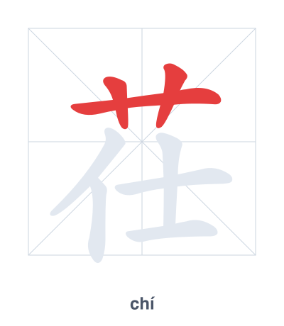 Stroke order practice for 茌 - chí