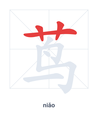Stroke order practice for 茑 - niǎo