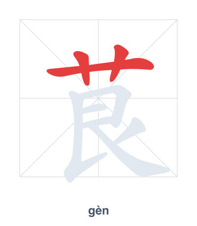 Stroke order practice for 茛 - gèn