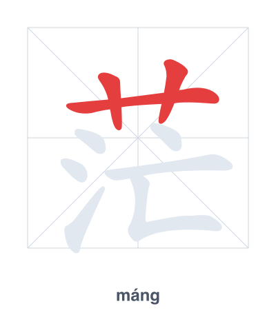 Stroke order practice for 茫 - máng