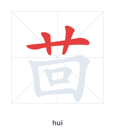 Stroke order practice for 茴 - huí