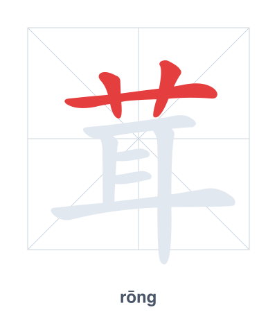 Stroke order practice for 茸 - rōng