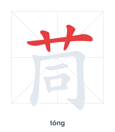 Stroke order practice for 茼 - tóng