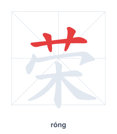 Stroke order practice for 荣 - róng