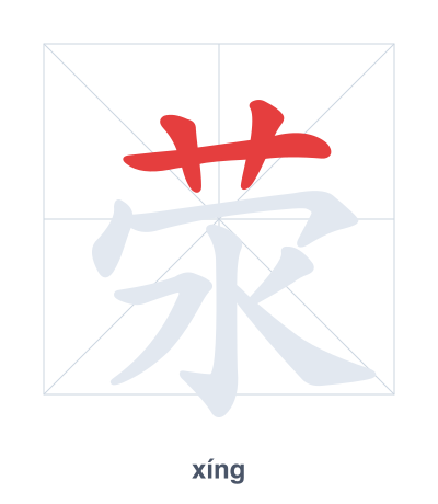Stroke order practice for 荥 - xíng