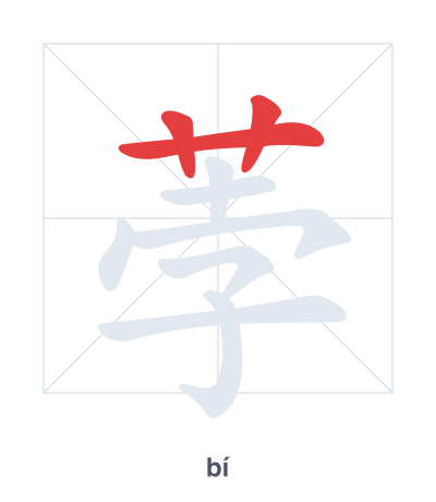 Stroke order practice for 荸 - bí